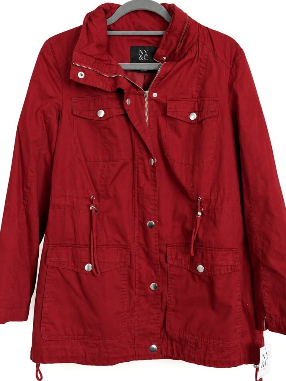 NY&C NWT Red Drawstring Utility Anorak Jacket Size M